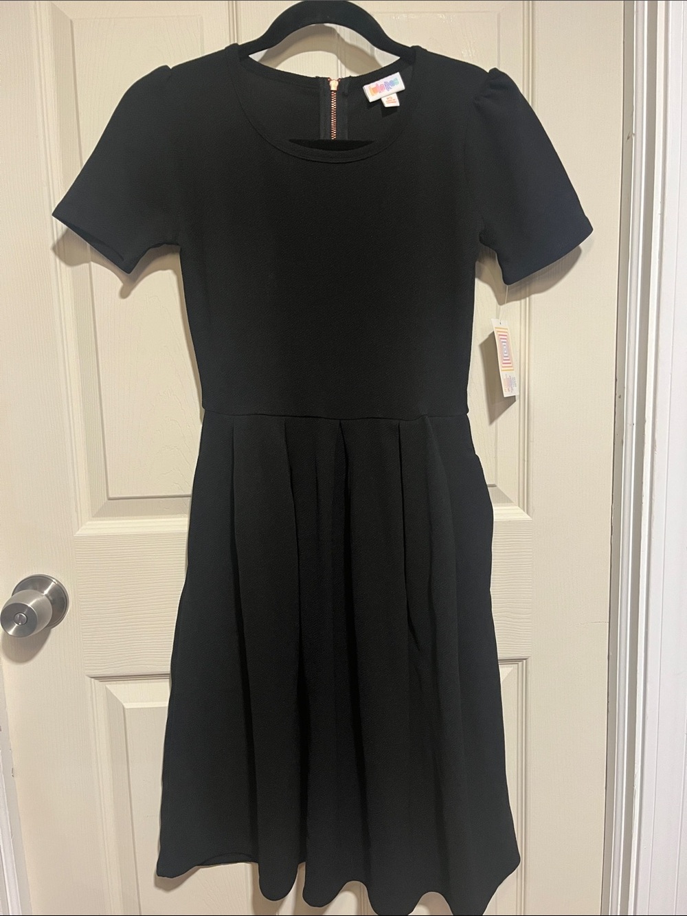 LuLaRoe Black Pleated Short Sleeve Dress